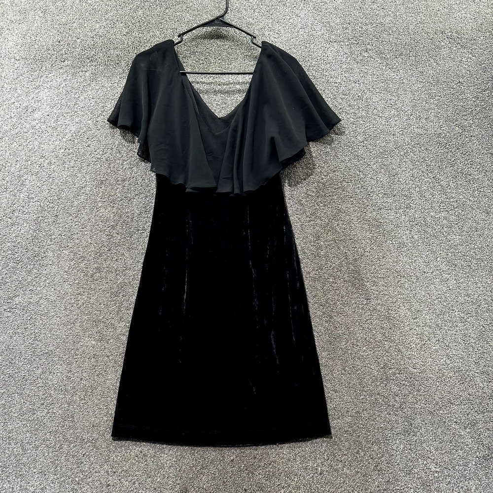 Connected Apparel Dress Womens 8 Black‎ Velvet Knee Length - Picture 2 of 12
